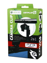 X-Box 360 Держатель ARTPLAYS Camera Clip 2 в 1 для сенсора Kinect/камеры PS3 (SR-70102), черный